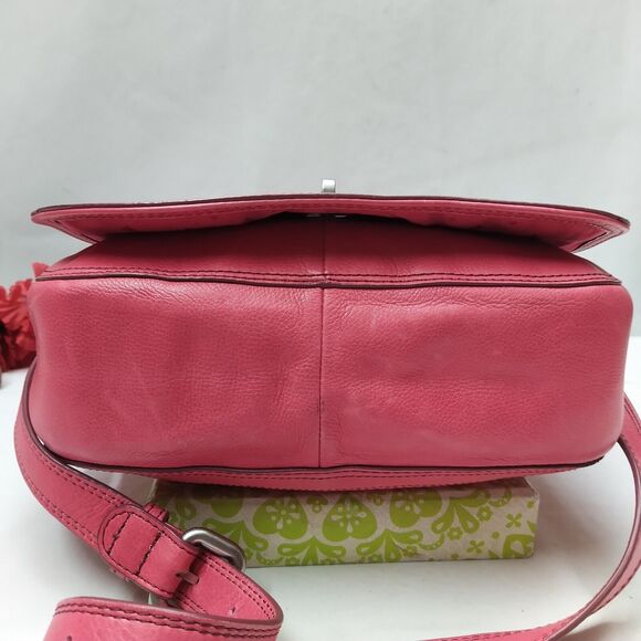 Fossil Red Leather Turnlock Flap Closure Crossbody Bag - Picture 7 of 14